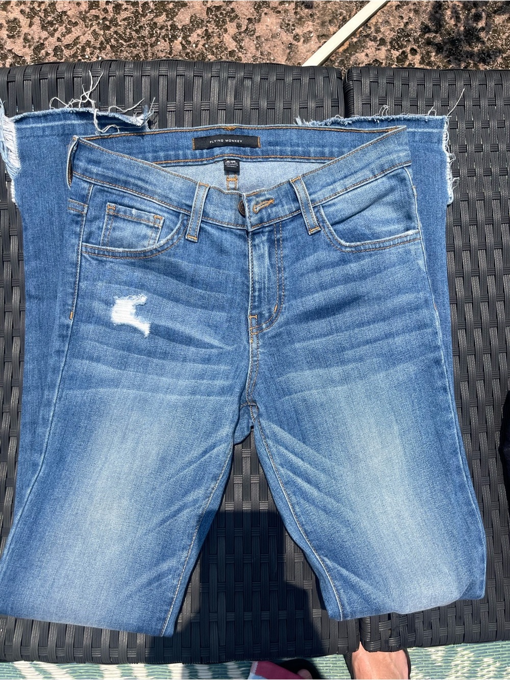 Flying Monkey Light Blue Distressed Cropped Jeans